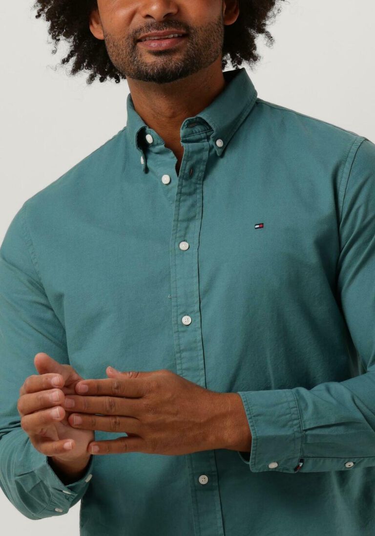 TOMMY HILFIGER groene tommy hilfiger casual overhemd pigment garment dye rf shirt