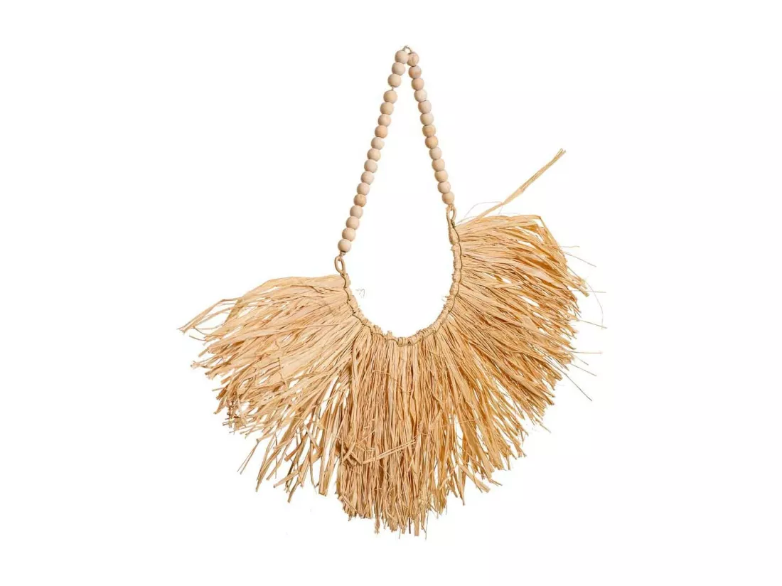 Collier décoratif mural en fibre naturelle marron 26x02x13h