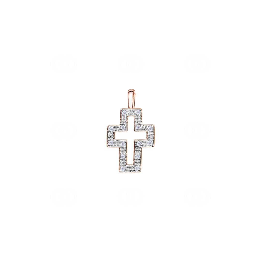 Kreuzanhänger 750/18 K Roségold mit Diamanten 0.09 ct H/si