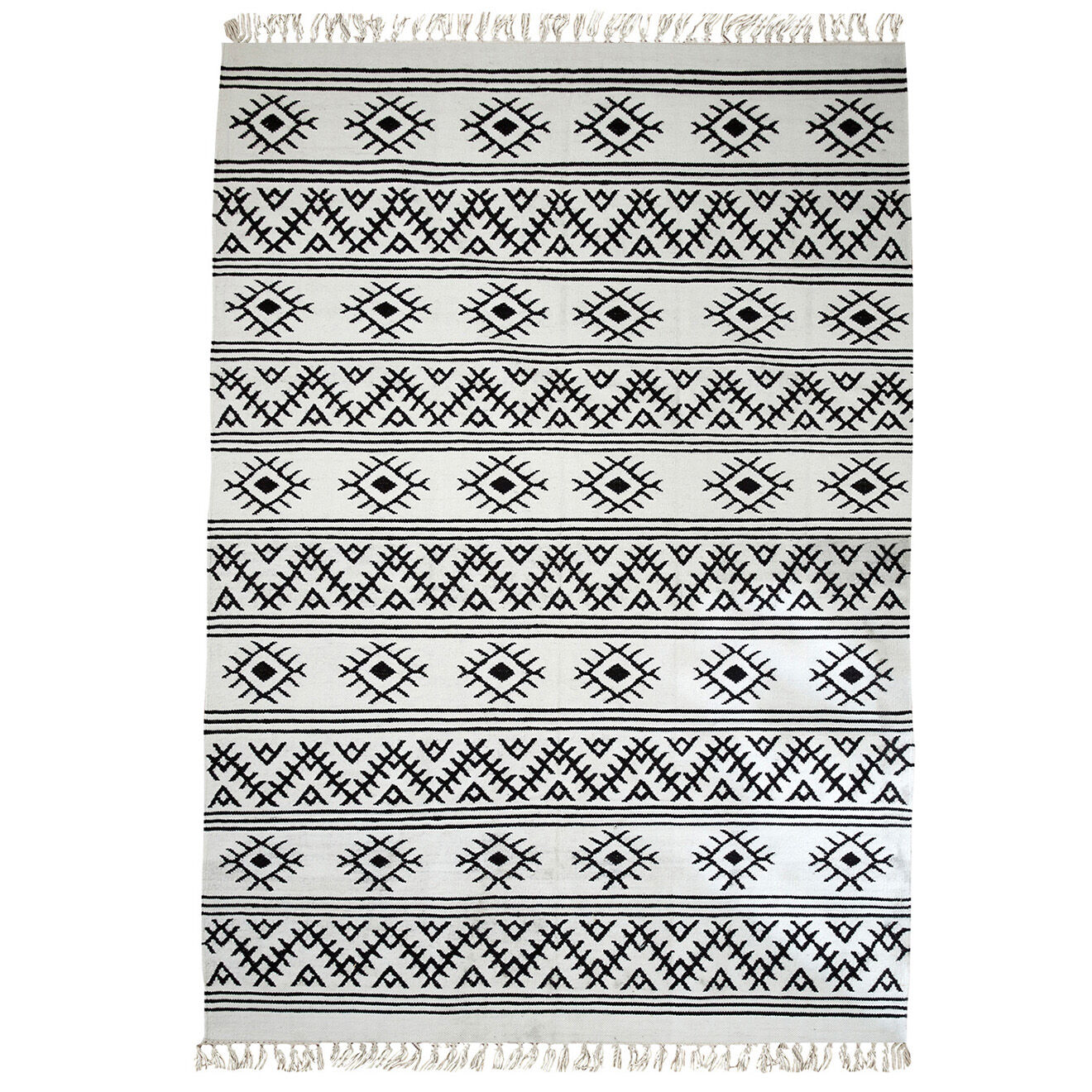 Cyrillus Tapis tissé en Laine & Coton ethnique beige moyen - 160x230 cm