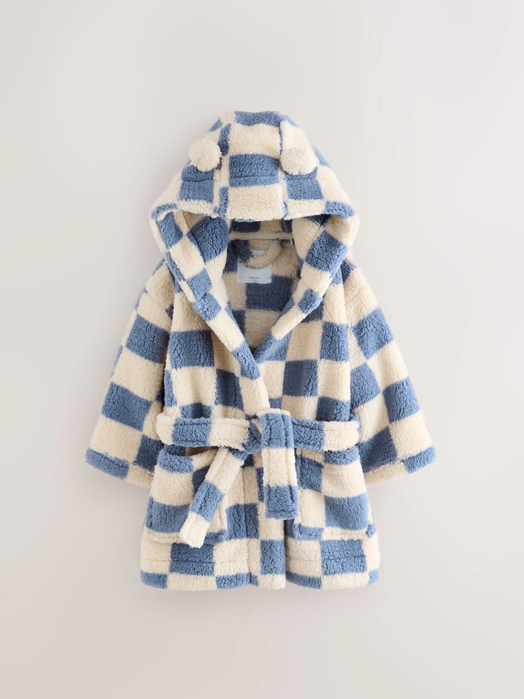 Blauw/ecru dambord - Jurk (9mnd-12jr)