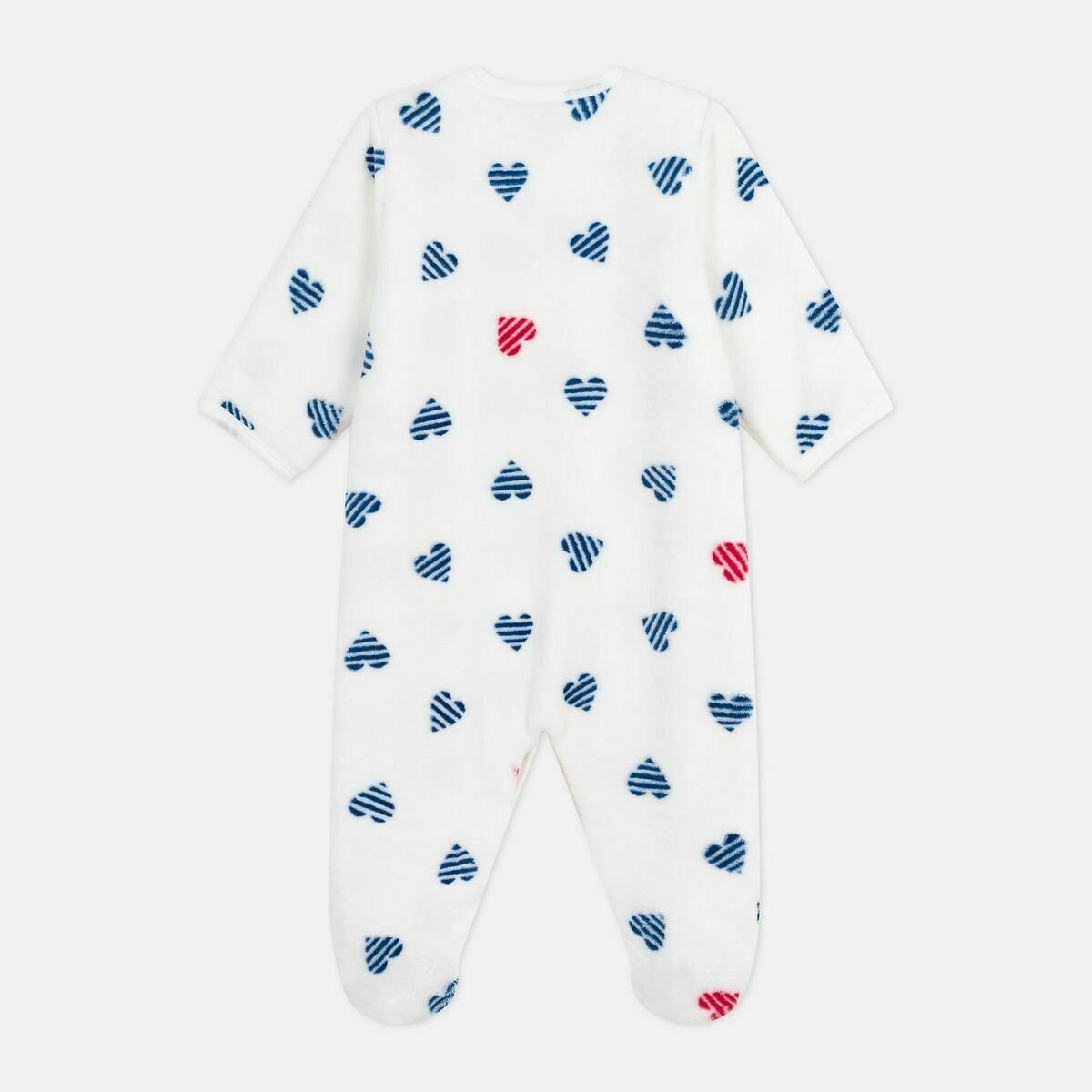 PETIT BATEAU<br>Pijama de bebê em fleece com estampa de coração, inverno