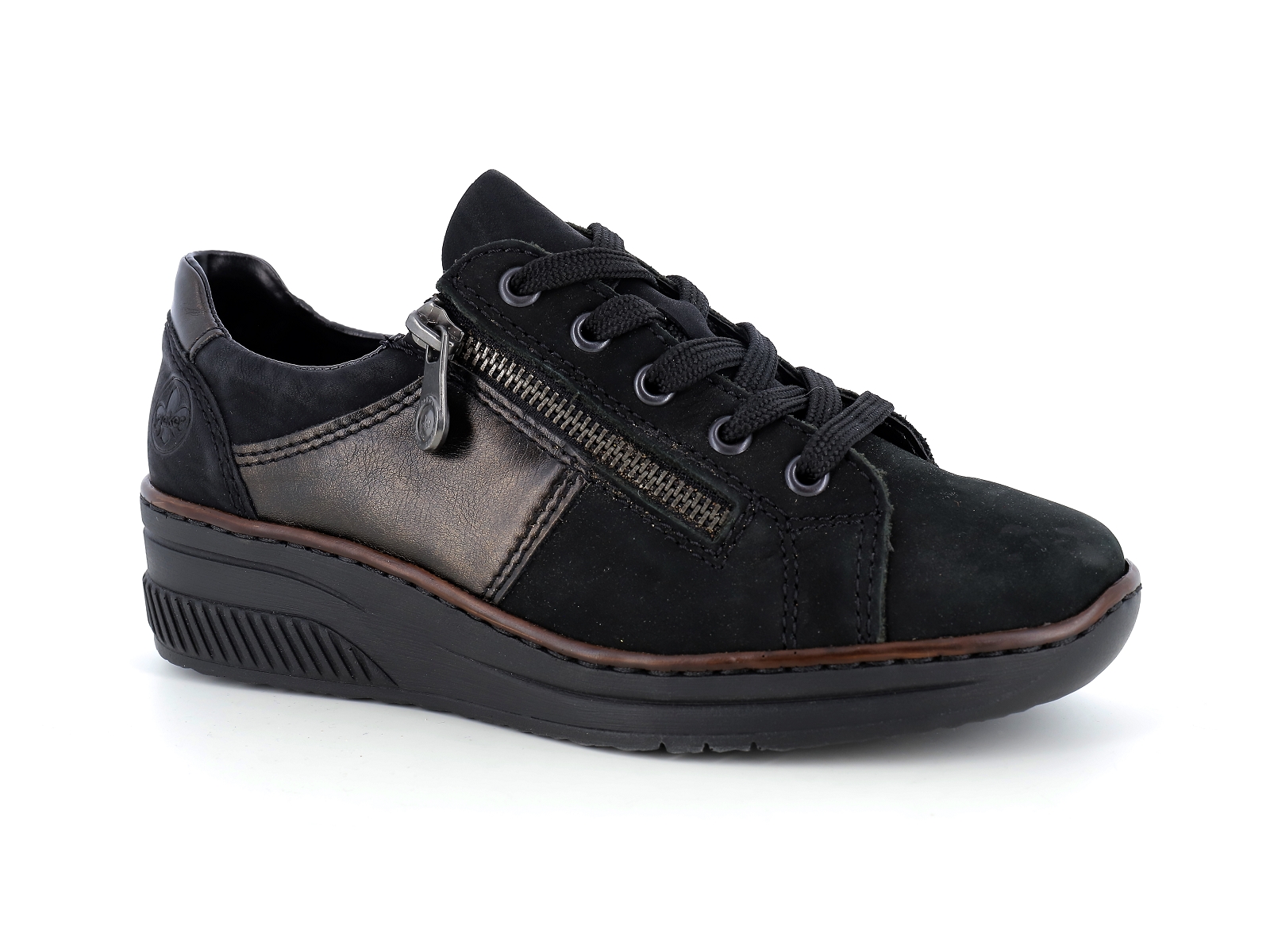 Rieker-48700 Matières combinées Noir Bronze