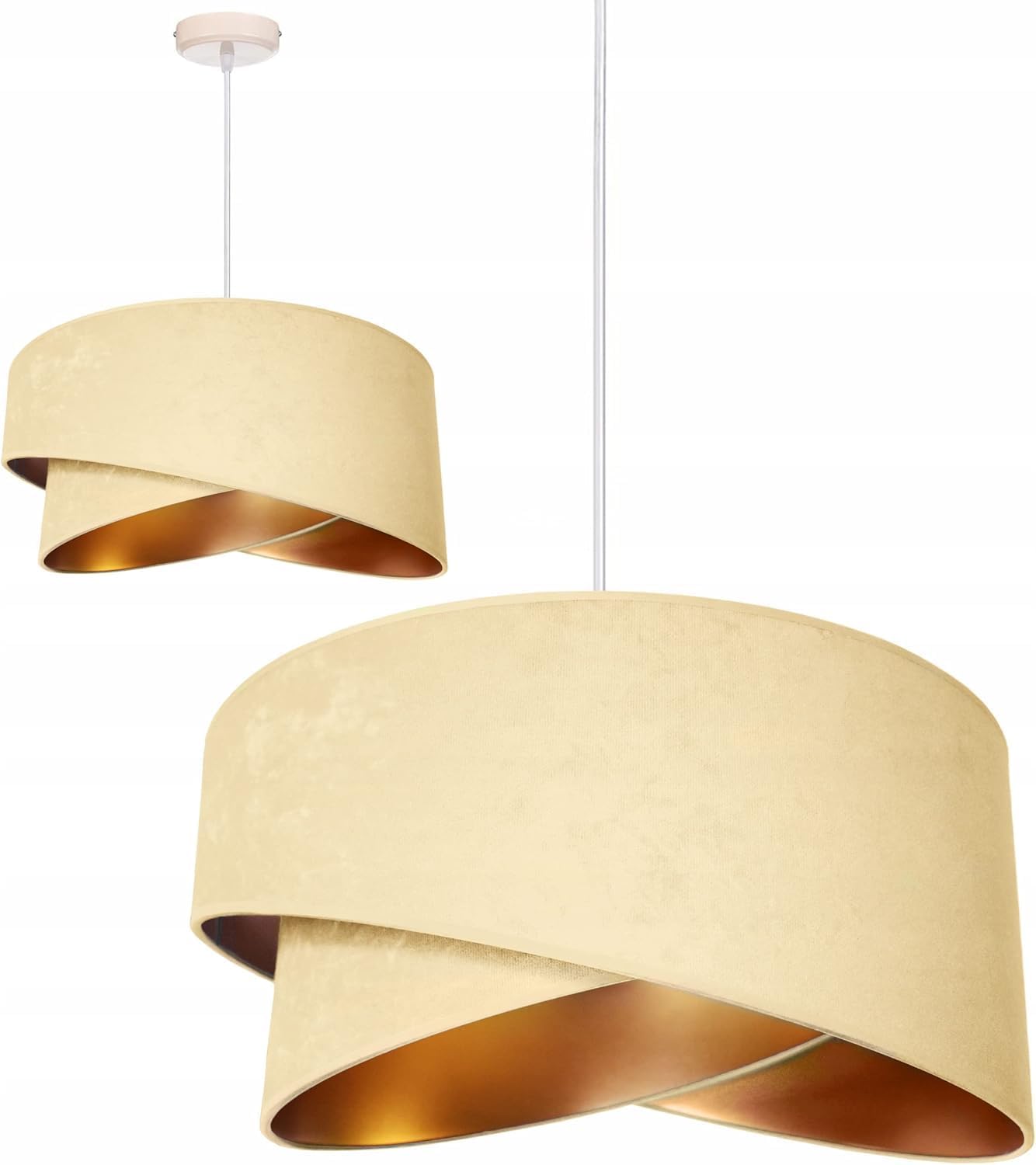 Hängelampe Pendellampe Lampenschirm aus Velours Ecru Esszimmerlampe, Wohnzimmer, Küchenlampe aus Serie N131 (N131-E)