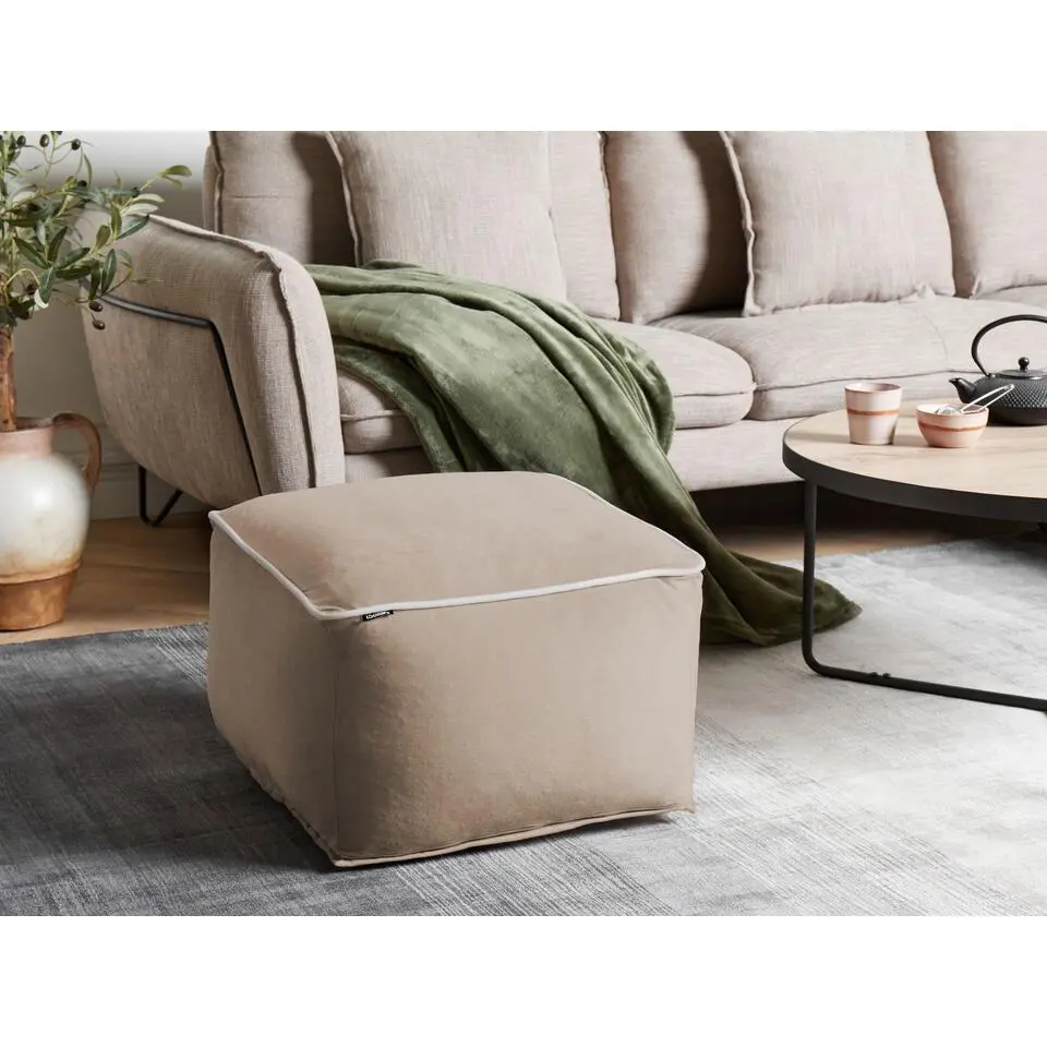 DAREYN - Poef - Zandbeige - Fluweel