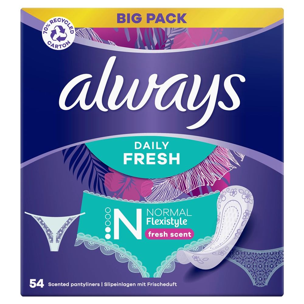 Always Slipeinlage Daily Fresh Flexistyle Normal mit Frischeduft BigPack 54 Stk