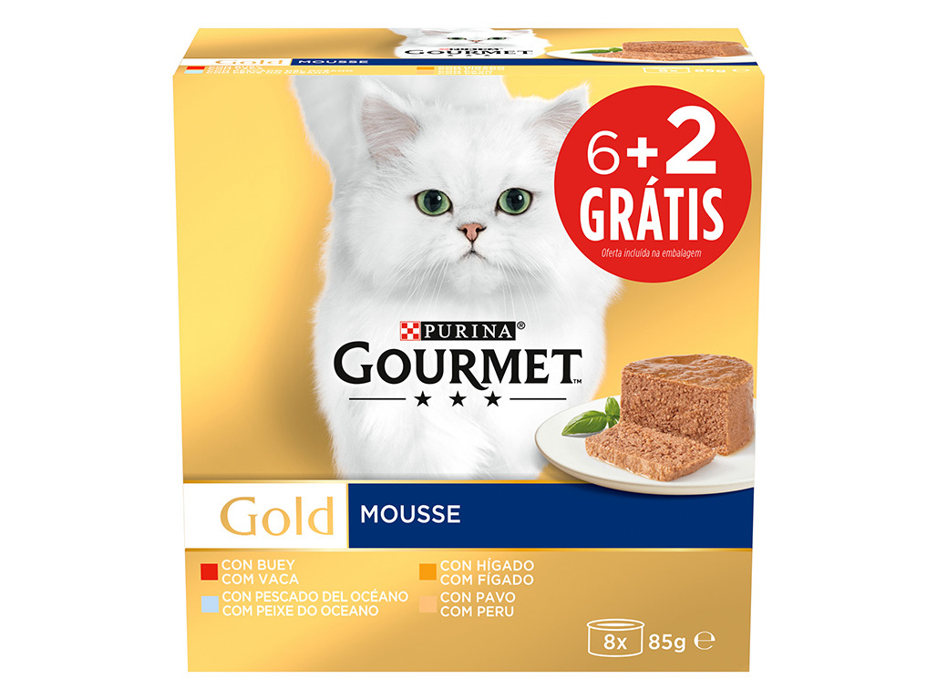 COMIDA HÚM GATO GOURMET GOLD MOUSSE 85G 6 2