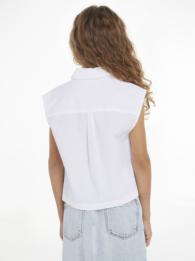 Calvin Klein MONOGRAM OFF PLCD SLVS WOVEN TOP Yaf
