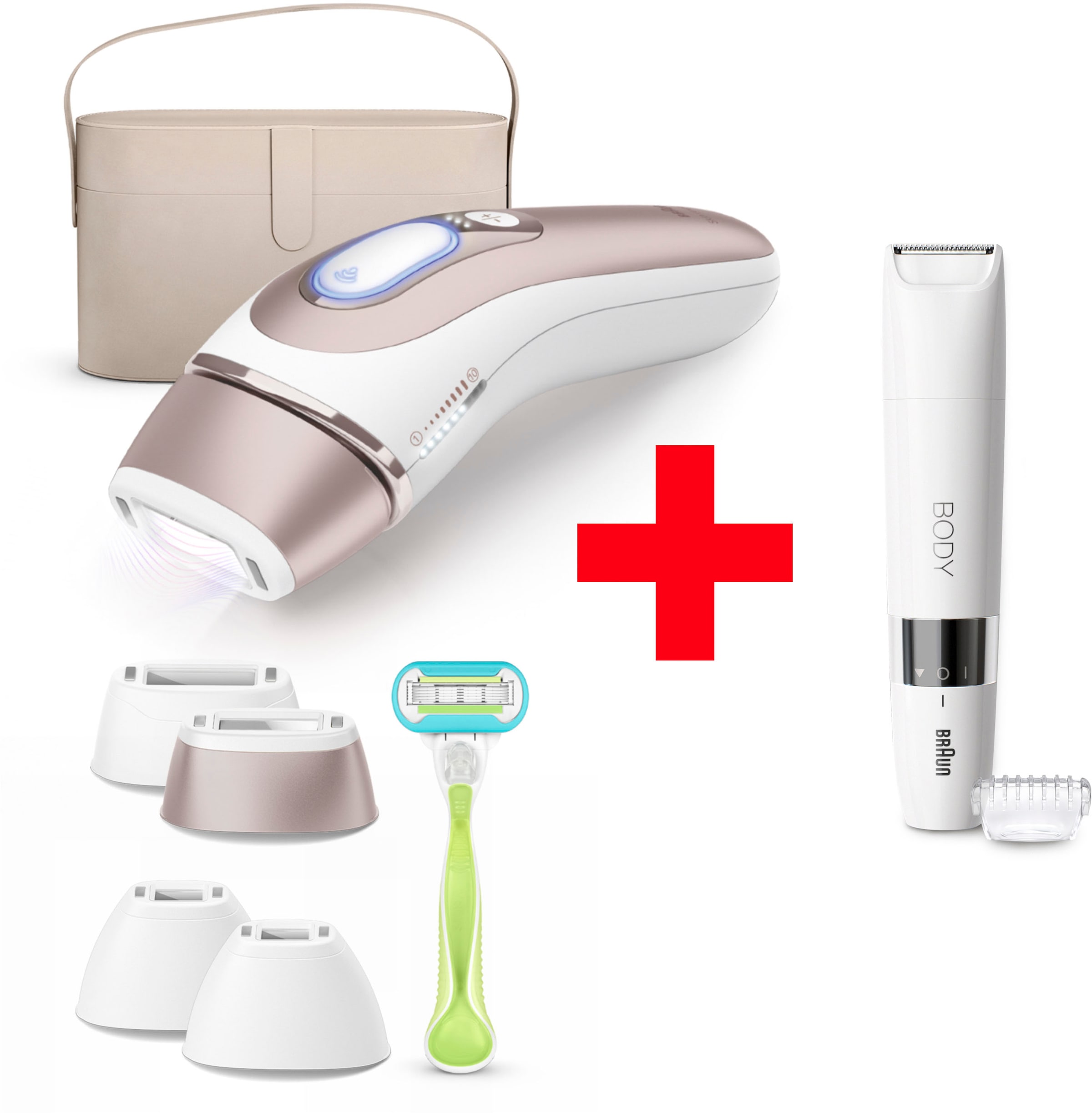 Braun IPL-Haarentferner »Smart Skin i·expert PL7387« 4 Aufsätze für Gesicht & Körper, Venus Rasierer & Aufbewahrungsbox