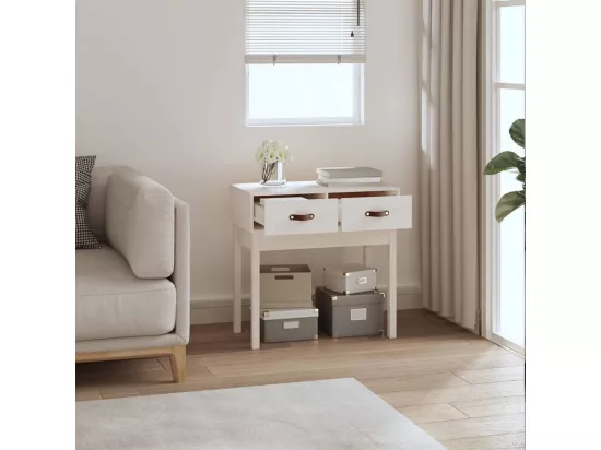 Table console Blanc 76,5x40x75 cm Bois massif de pin