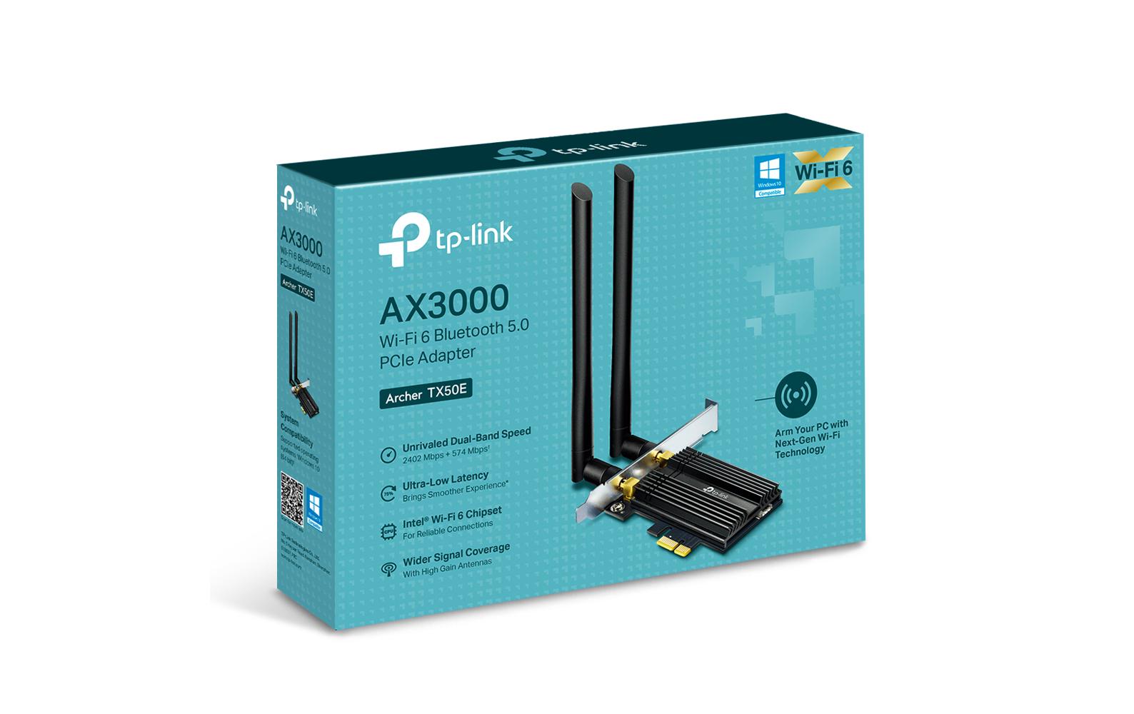 WLAN-AX PCIe Adapter Archer TX50ETP-Link Archer TX50E AX3000 Wi-Fi 6 Bluetooth 5.0 PCIe Adapter