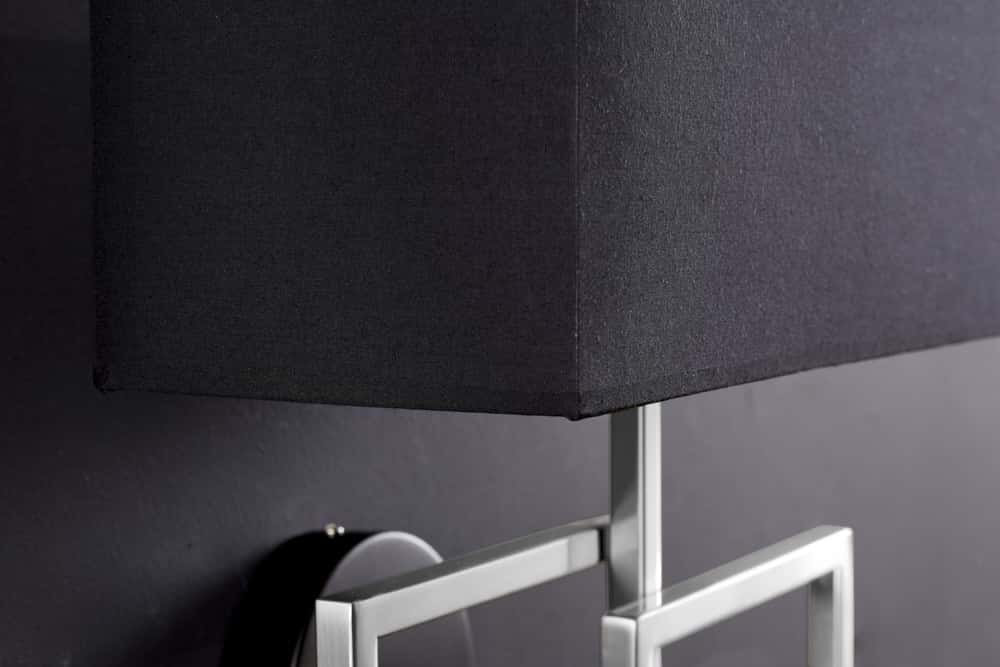 Moderne Wandleuchte ATLANTIS 44cm silber Stoffschirm schwarz Lampe