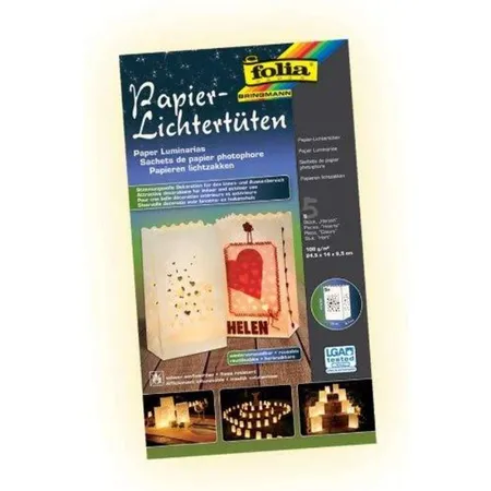 Folia Lichtertüten mit Motiv Herzen aus Papier, 5 Stück