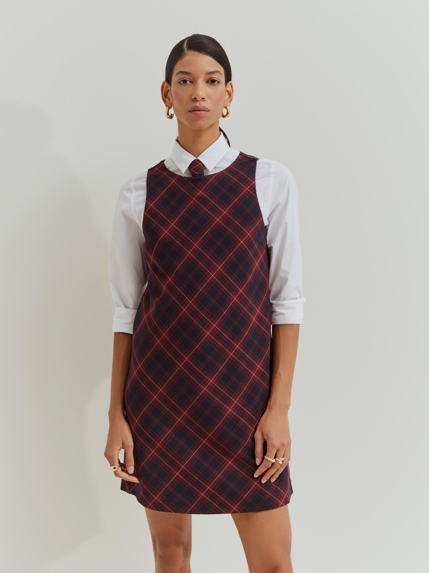 Vestido curto xadrez sem mangas