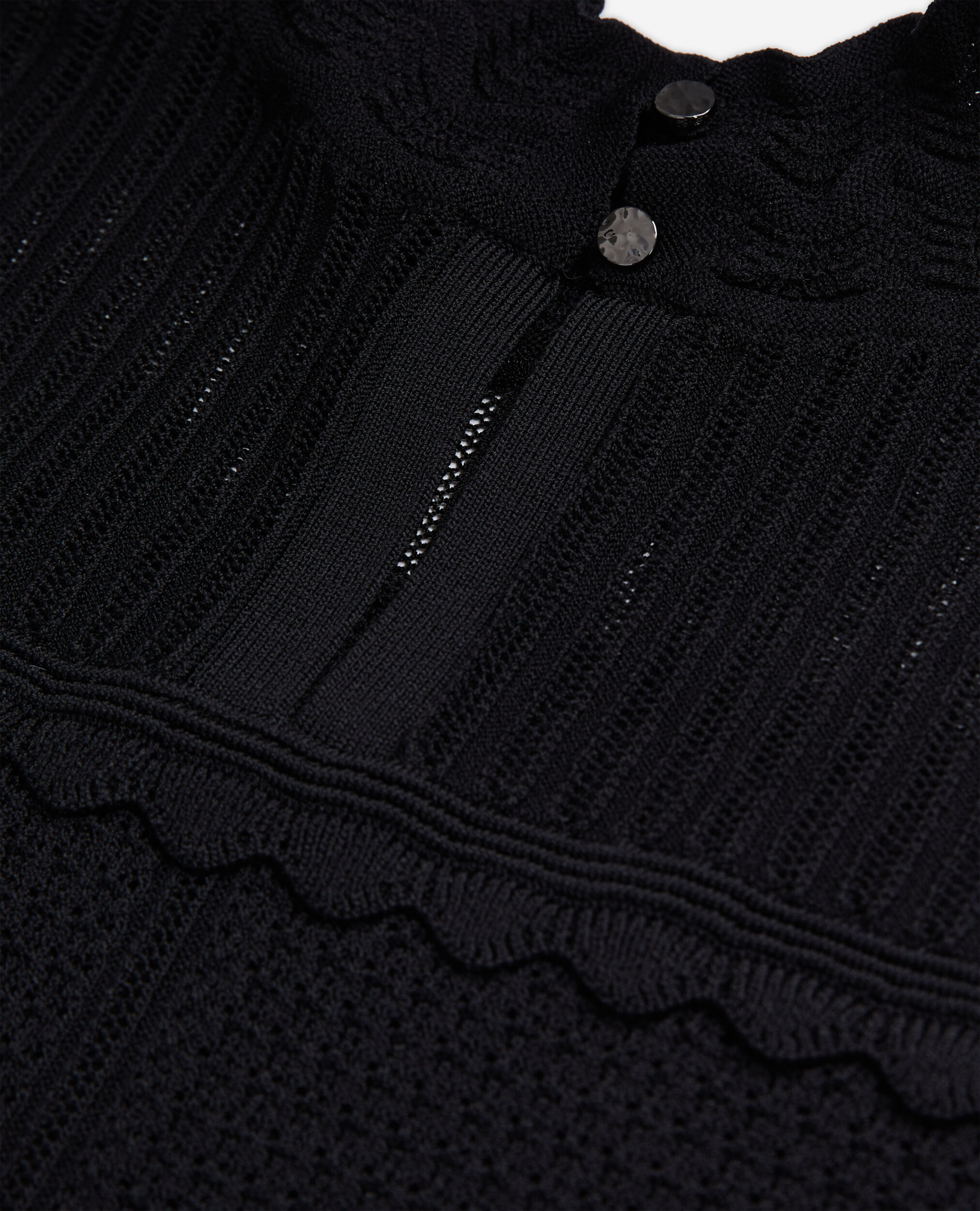 Cropped black openwork knit sweater