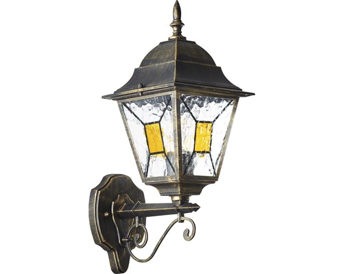 Buitenwandlamp, staand, 1-lichts, zwart/goud