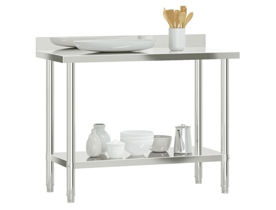 VIDAXL - Mobilier de cuisine Table de travail de cuisine avec dosseret 110x55x93 cm inox