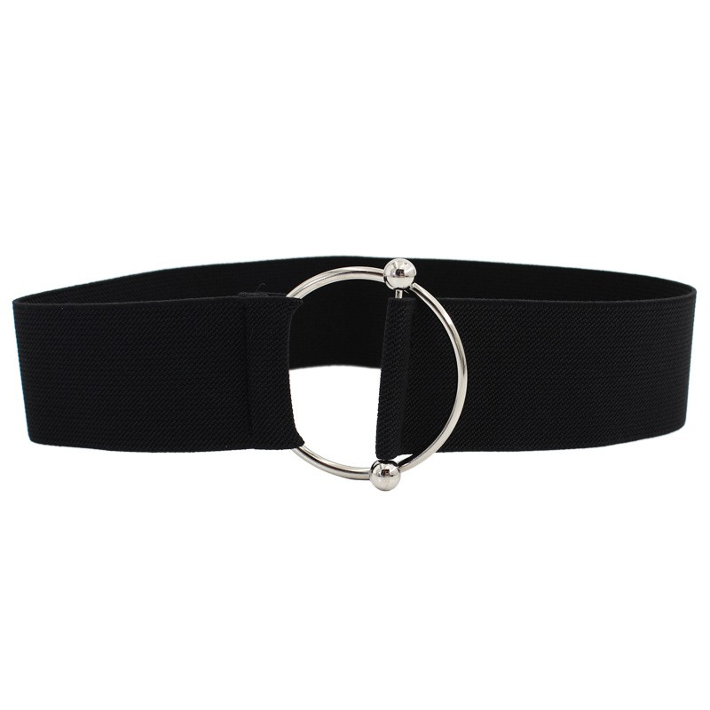 (66-100cm) Elastischer Taillengürtel Stretch Gürtel mit Schnalle - Schwarz / Silber
