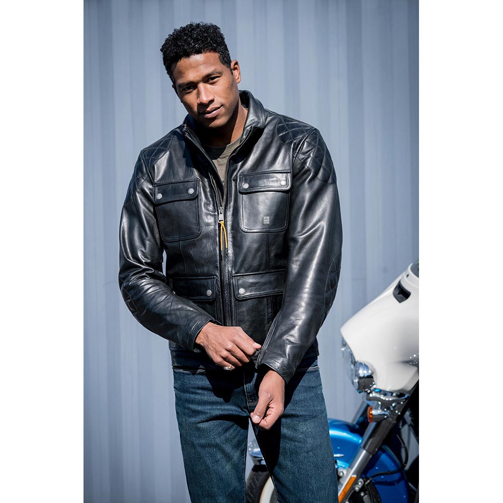 Helstons - Blouson Hunt Cuir Rag Noir