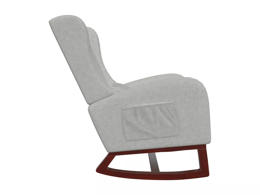 Chaise à bascule avec repose-pieds, pieds antidérapants en bois massif, poches des deux côtés, coton et lin, gris