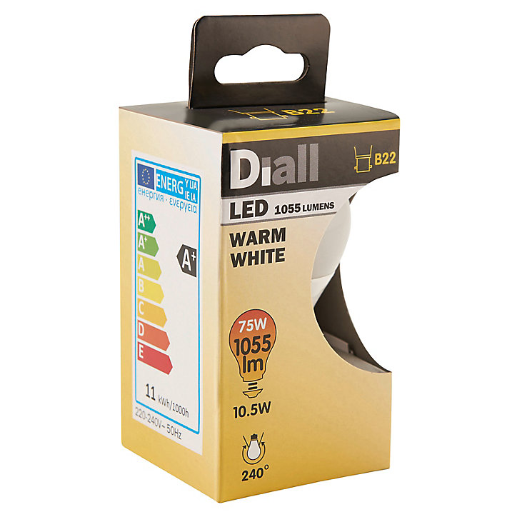 Ampoule LED Diall GLS B22 10,5W=75W blanc chaud