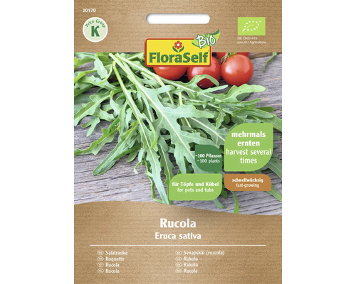 Biologische rucola, rucola, FloraSelf biologische groentezaden, slazaden, zaadvaste zaden