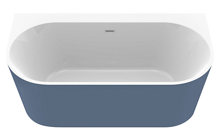 Baignoire îlot adossée bleu mat 170 x 87 cm Ondina Allibert