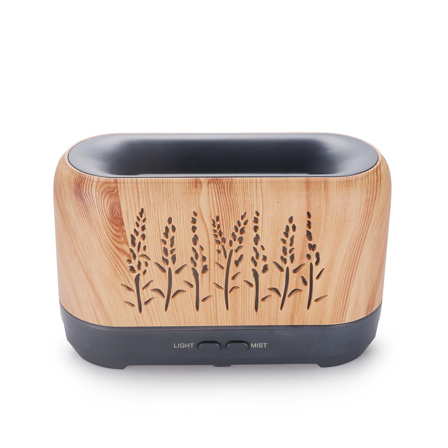 (200ml) Luftbefeuchter Flammen Beleuchtung Aroma Öl Diffuser   Fernbdienung mit LED Beleuchtung - Holz Optik