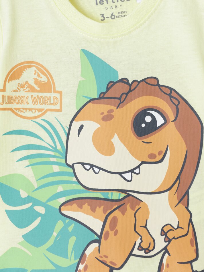 Conjunto de camiseta e bermuda Jurassic Park da Universal - Amarelo