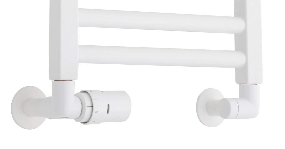 TVS Design Valves 121 aansluitset haaks links wit