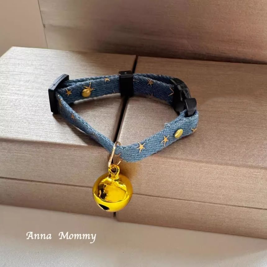 tanvtim - Bell Pendant Denim Pet Collar (Diverse ontwerpen)