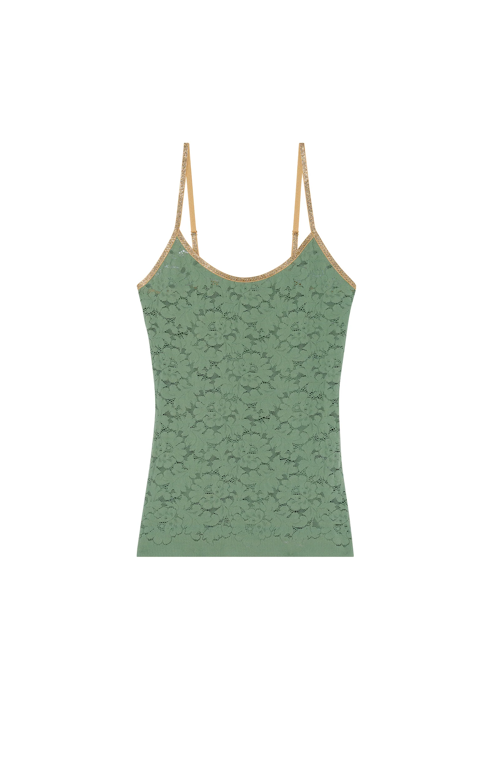 spencer Top amande en dentelle et lurex Amande