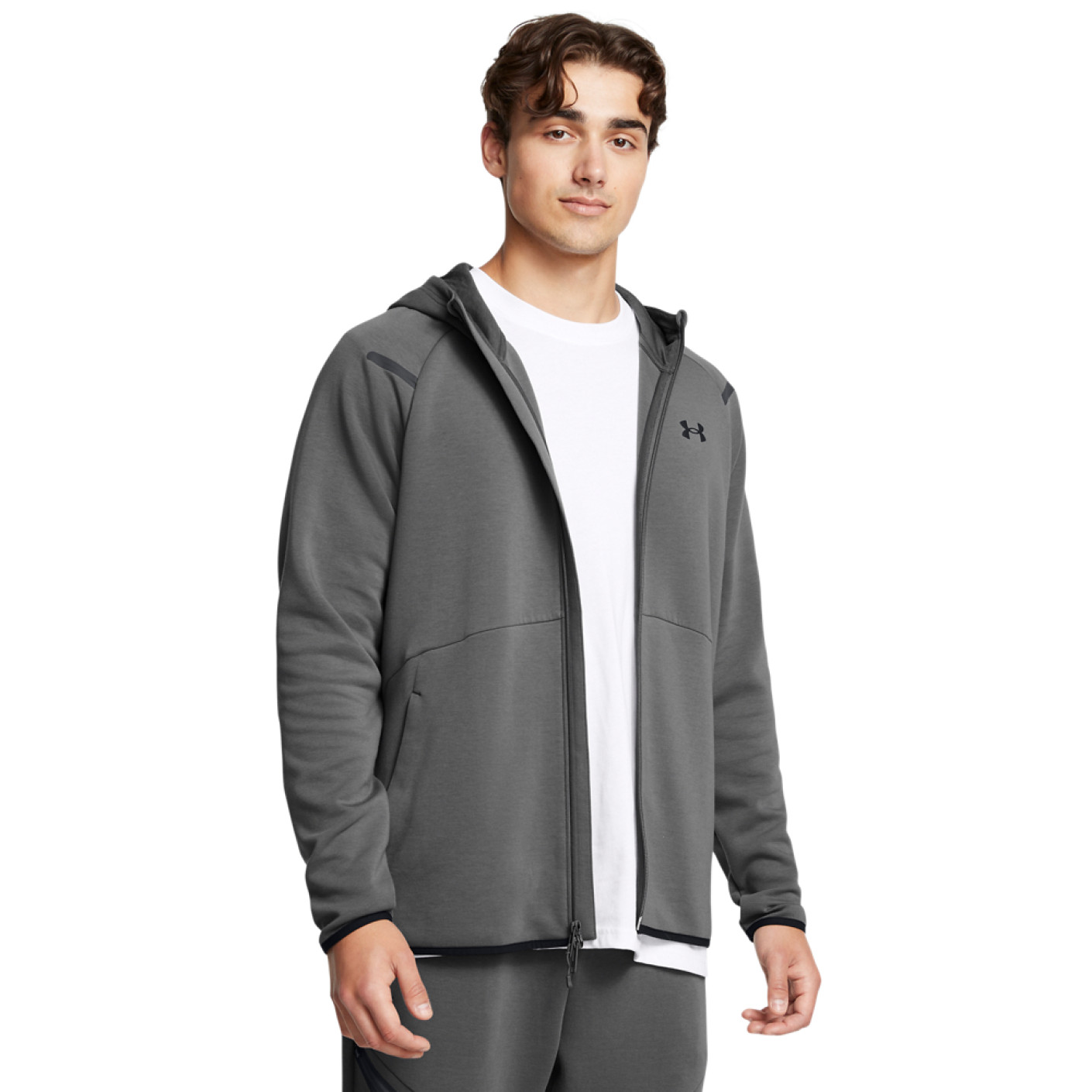 Under Armour Unstoppable Fleece Joggingpak Hooded Full-Zip Donkergrijs Zwart