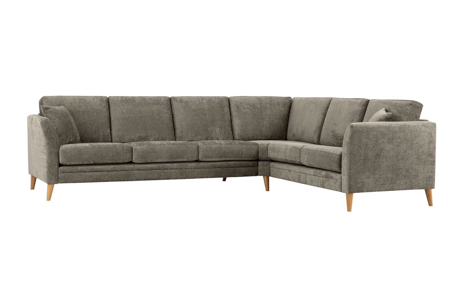 Eden hjørnesofa 32 hjørne i tekstil Movie 13/1 Light Khaki med ben i eik natur (15137).