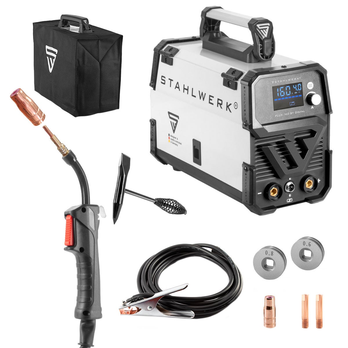 STAHLWERK FLUX 160 ST Digitaal lasapparaat met 160 A, synergische draadaanvoer