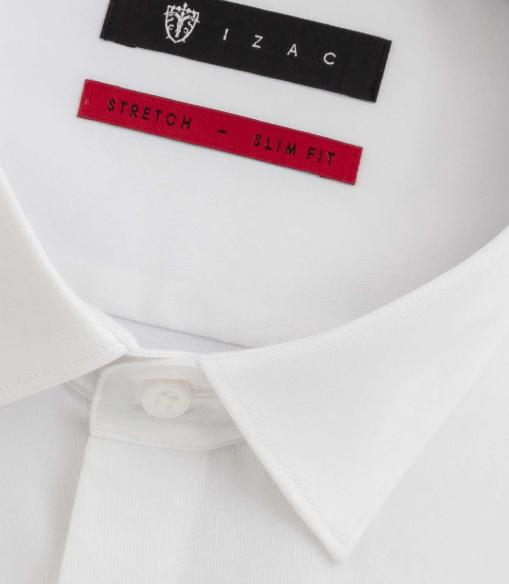 Chemise satin stretch blanc 