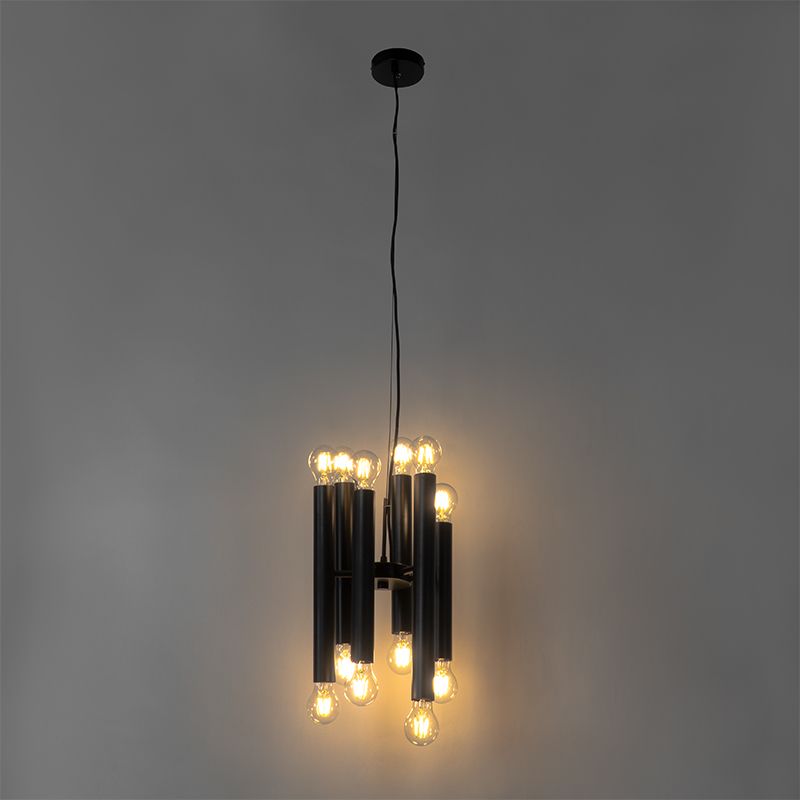 Art deco hanglamp zwart 12-lichts - Tubi