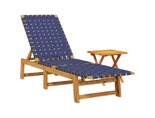 VIDAXL - Bain de soleil Chaises longues et table bleu foncé bois d'acacia solide tis...