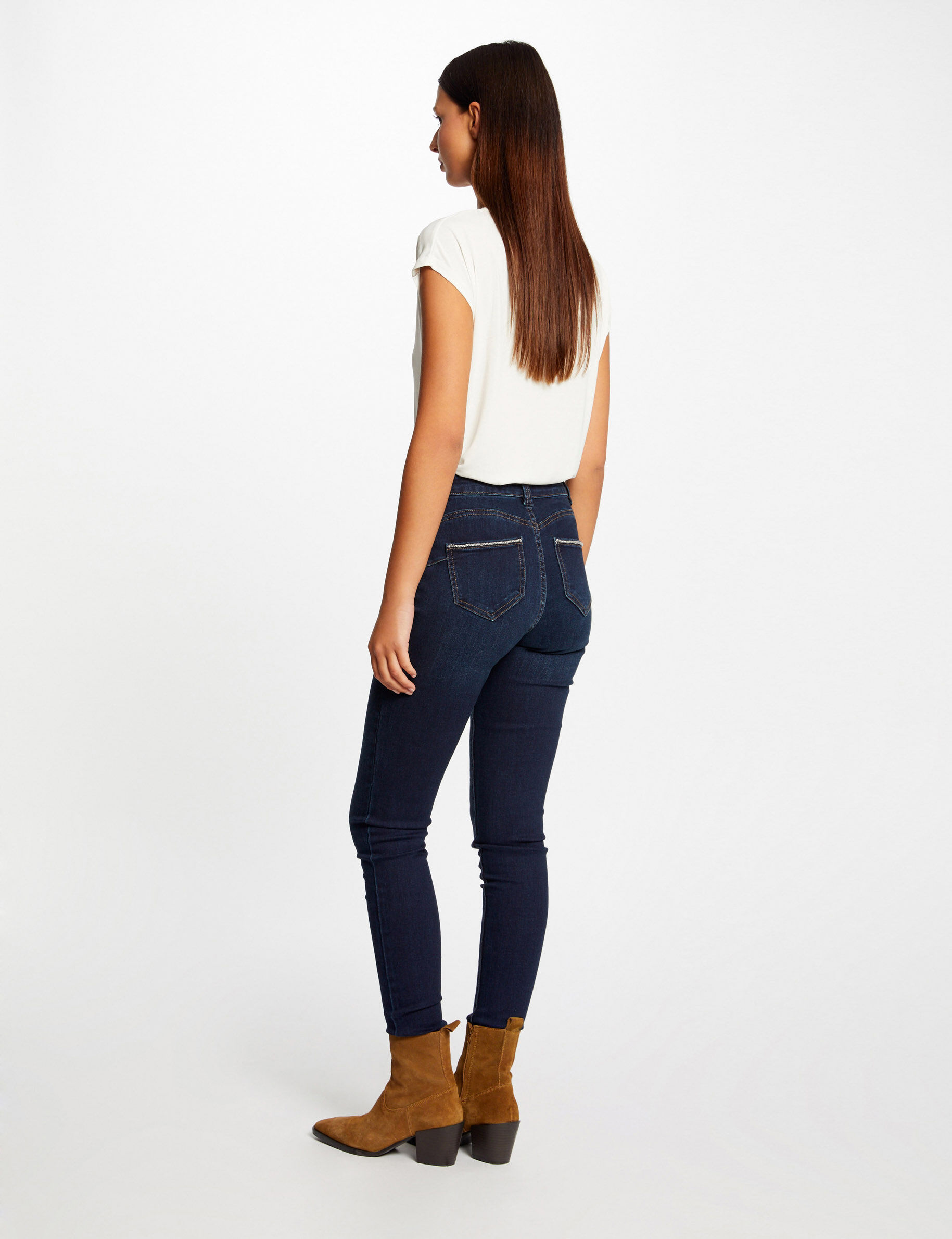 Jeans slim avec détails chaînes jean brut femme - jean_brut