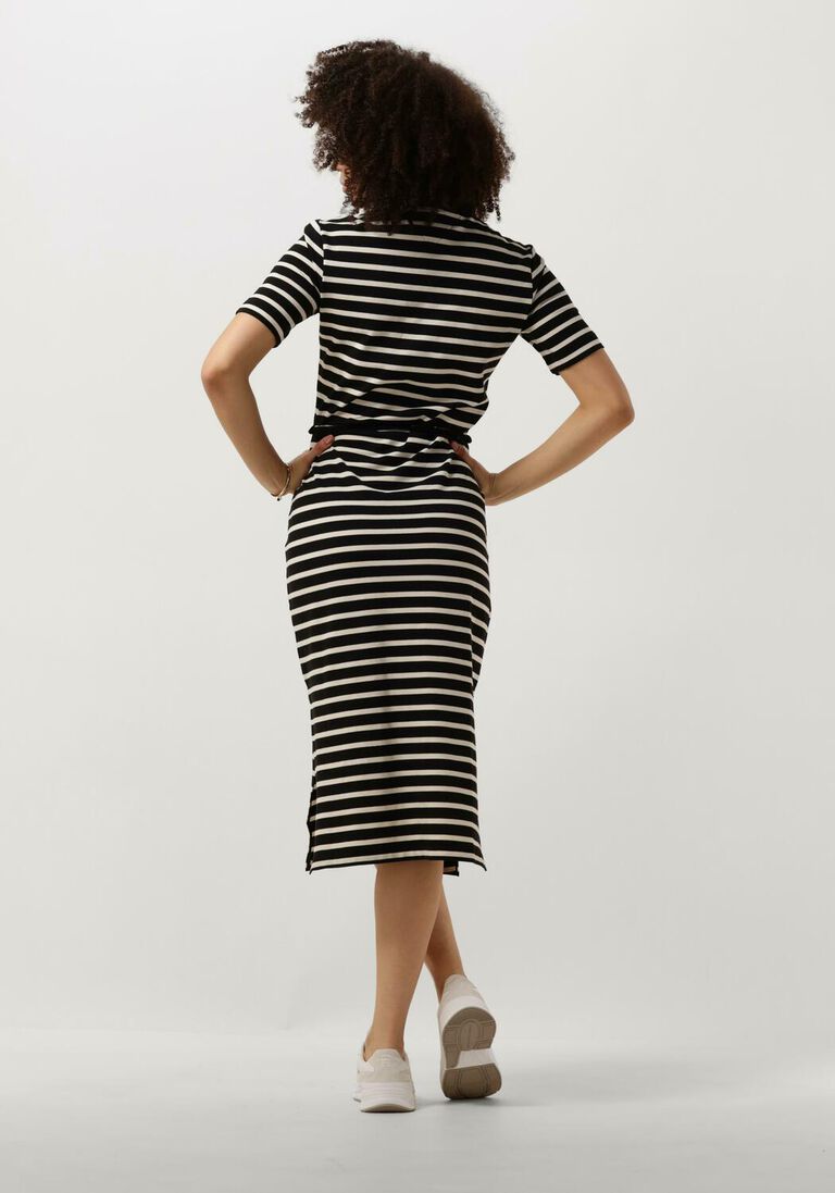 TOMMY HILFIGER blauw/wit gestreepte tommy hilfiger midi jurk reg breton midi polo dress