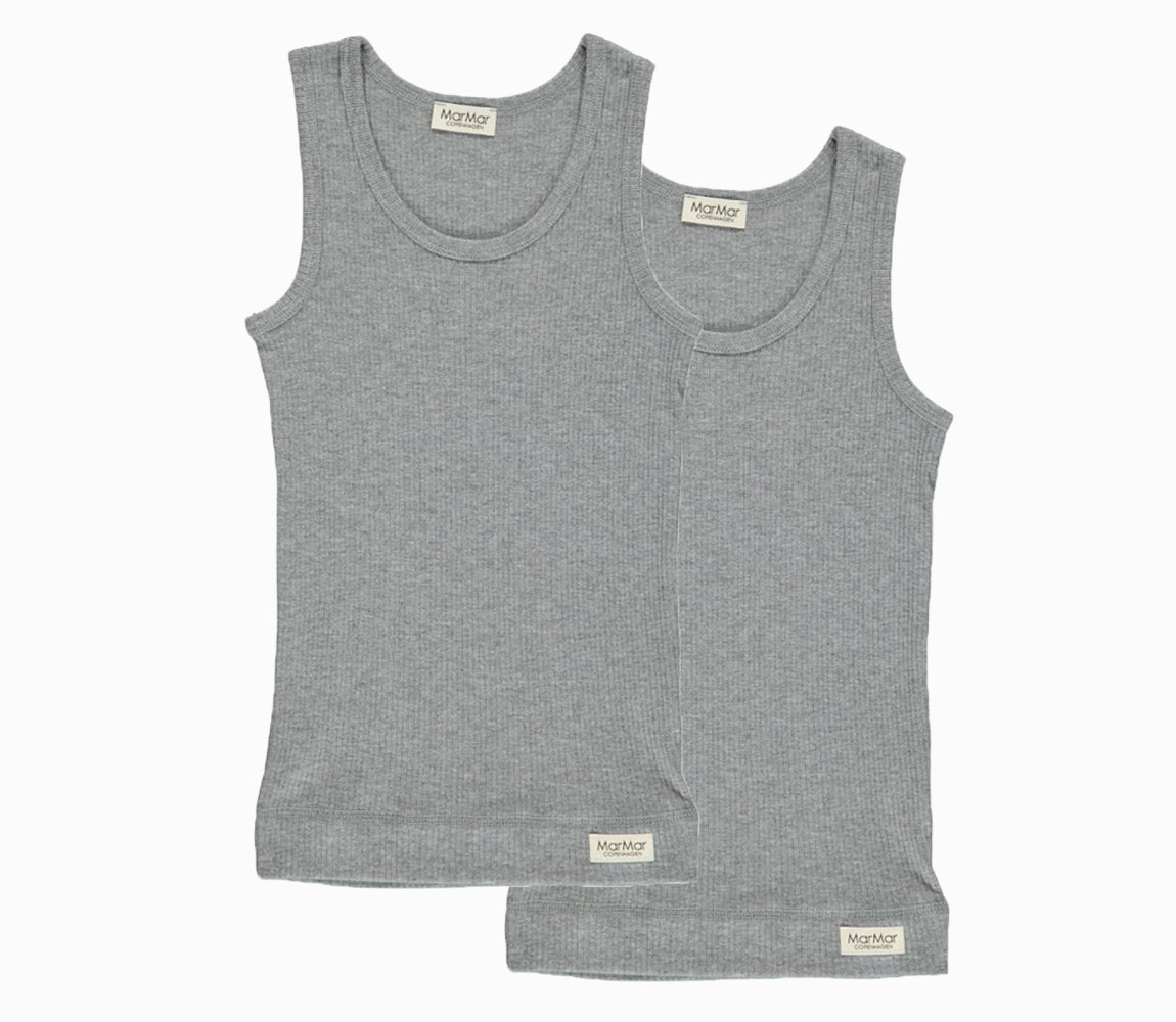 Sleeveless 2-pack, Undertøj - Grey Melange