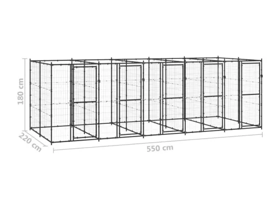 Chenil extérieur cage enclos 550 x 220 x 180 cm 02_0000378