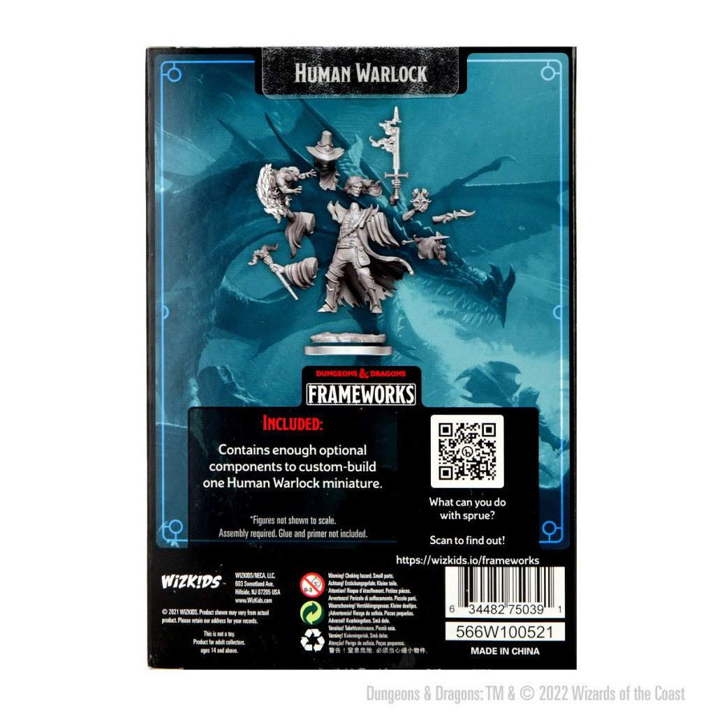 D&D Frameworks Unpainted Miniatures - Human Warlock Male