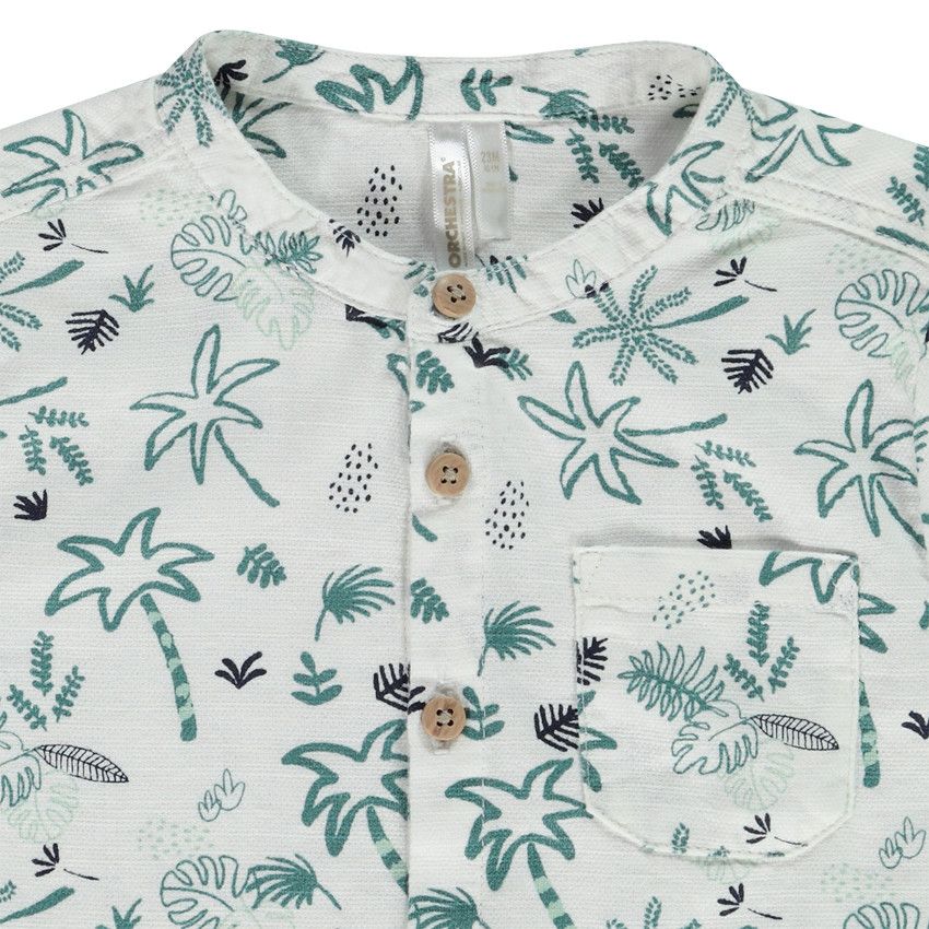 Chemise manches courtes imprimé palmiers pour bébé garçon - Blanc