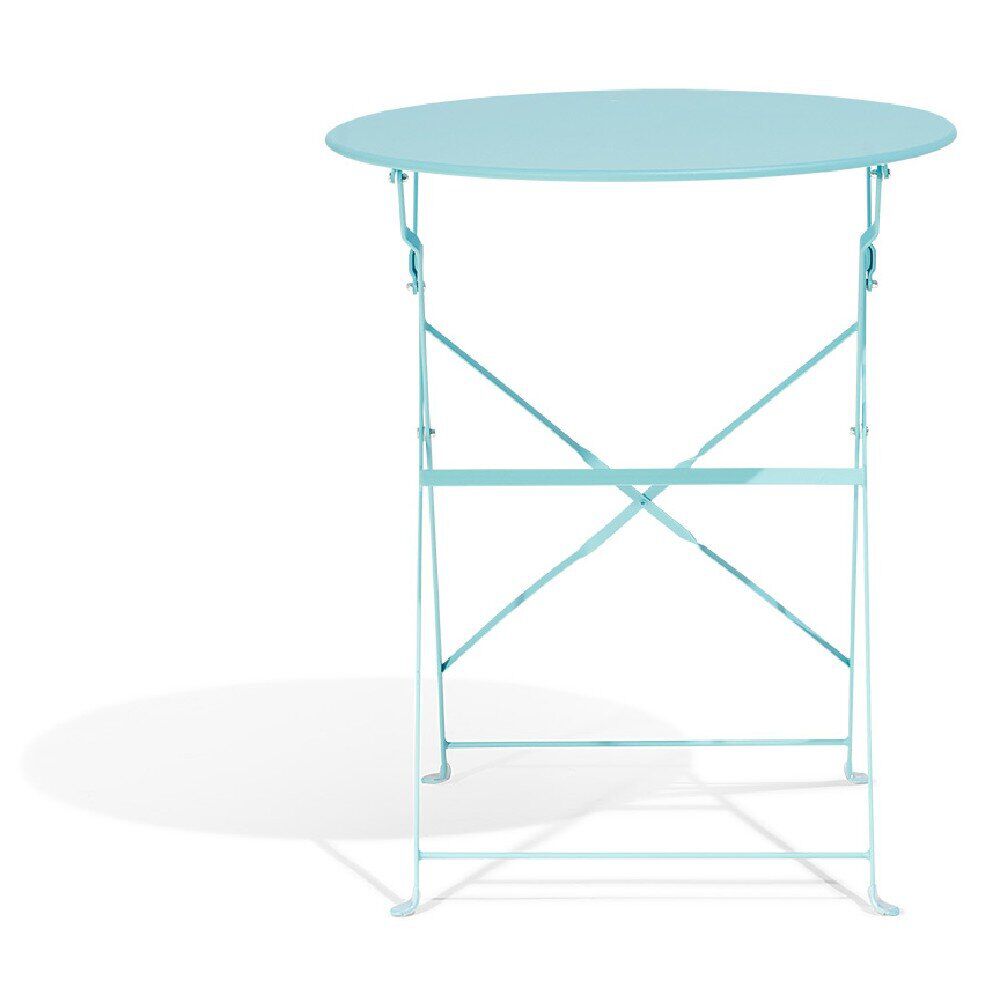 Table de jardin ronde RIO pliante 2 personnes métal bleu