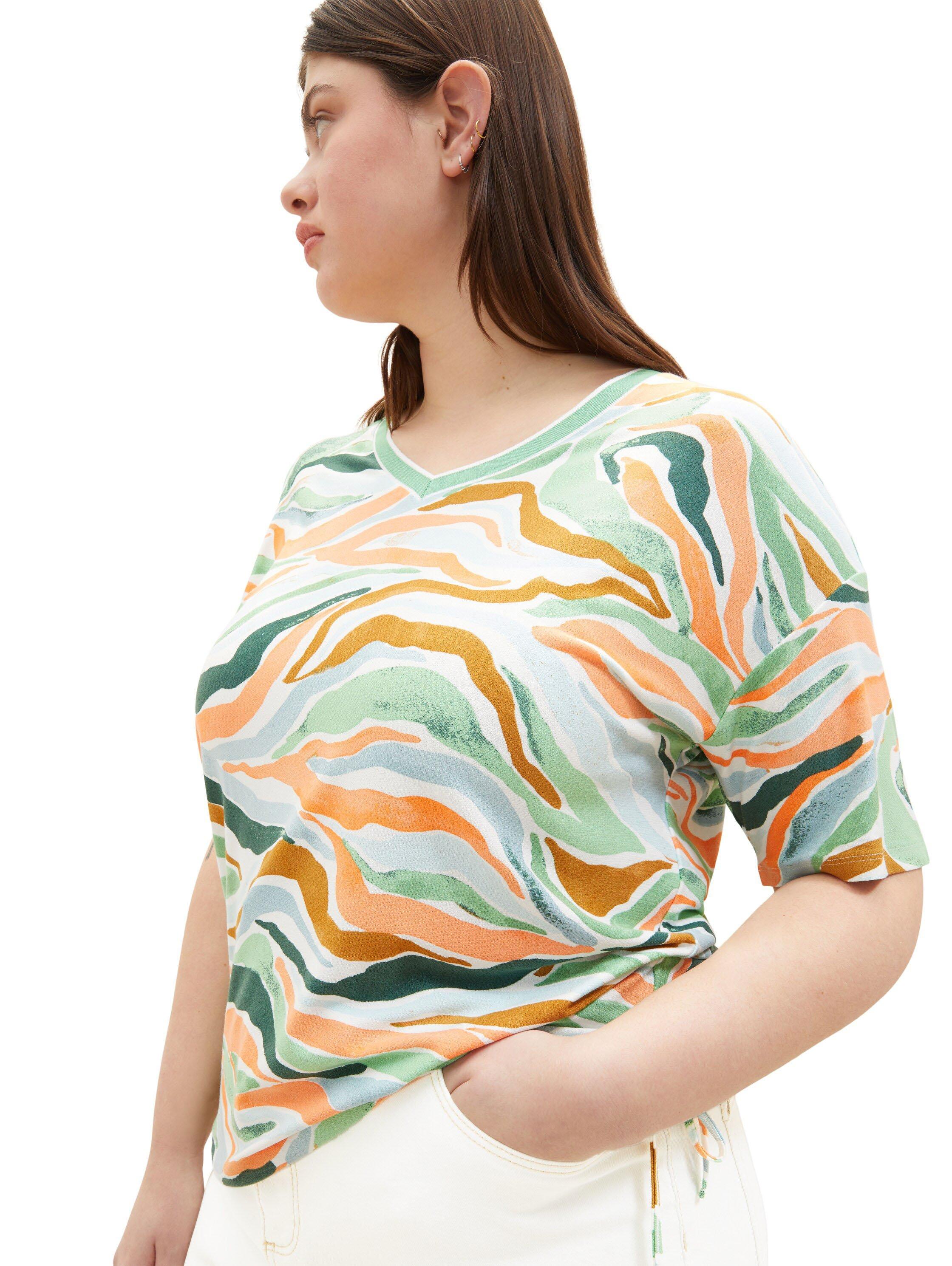 Shirt mit V-Ausschnitt und Kordelzug am Saum