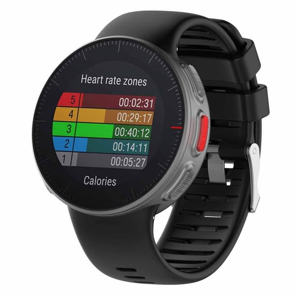 INF Sporty klokkereim av silikon, Polar Vantage V Sort