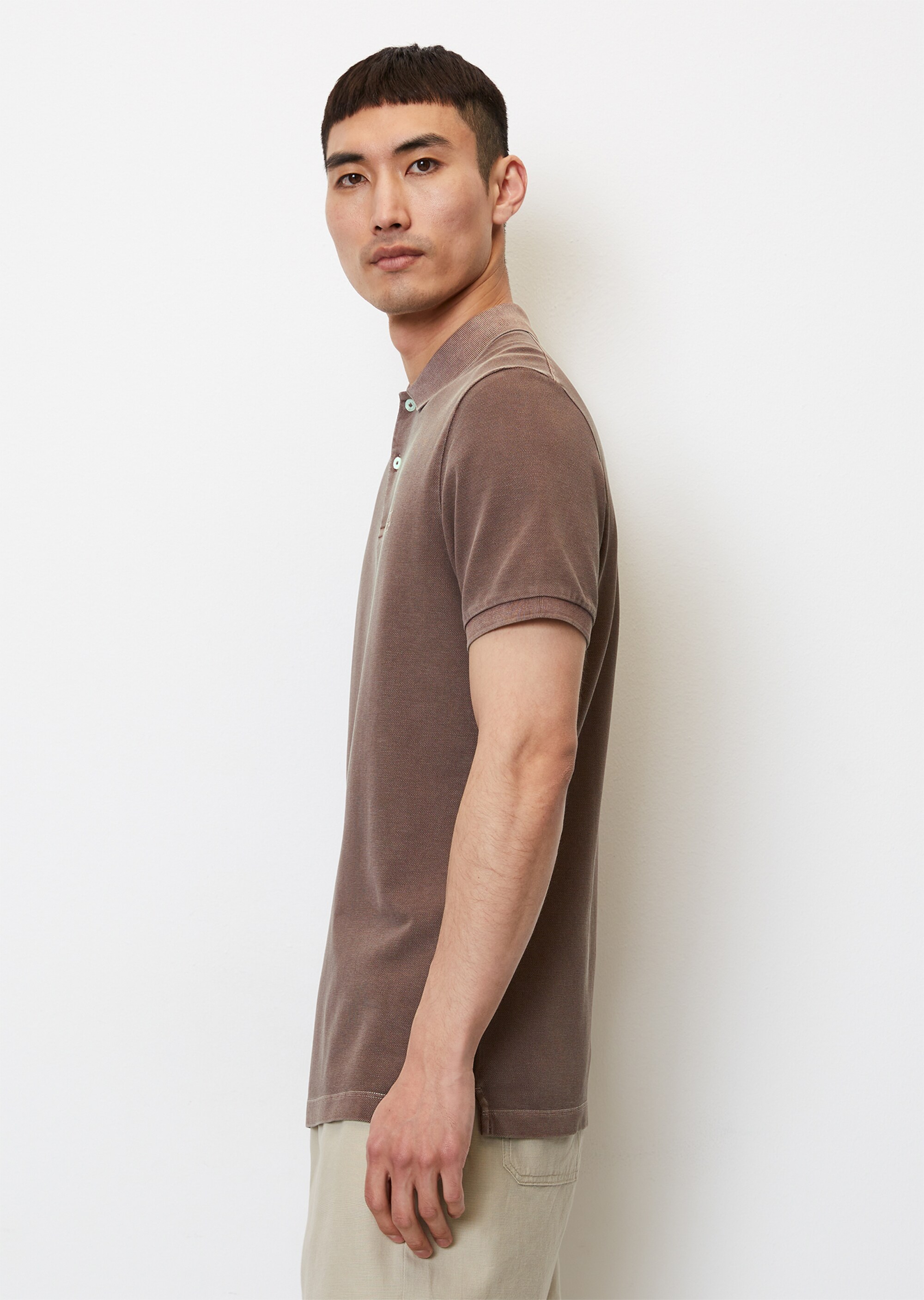Kurzarm-Poloshirt Piqué shaped aus Organic Cotton-Stretch