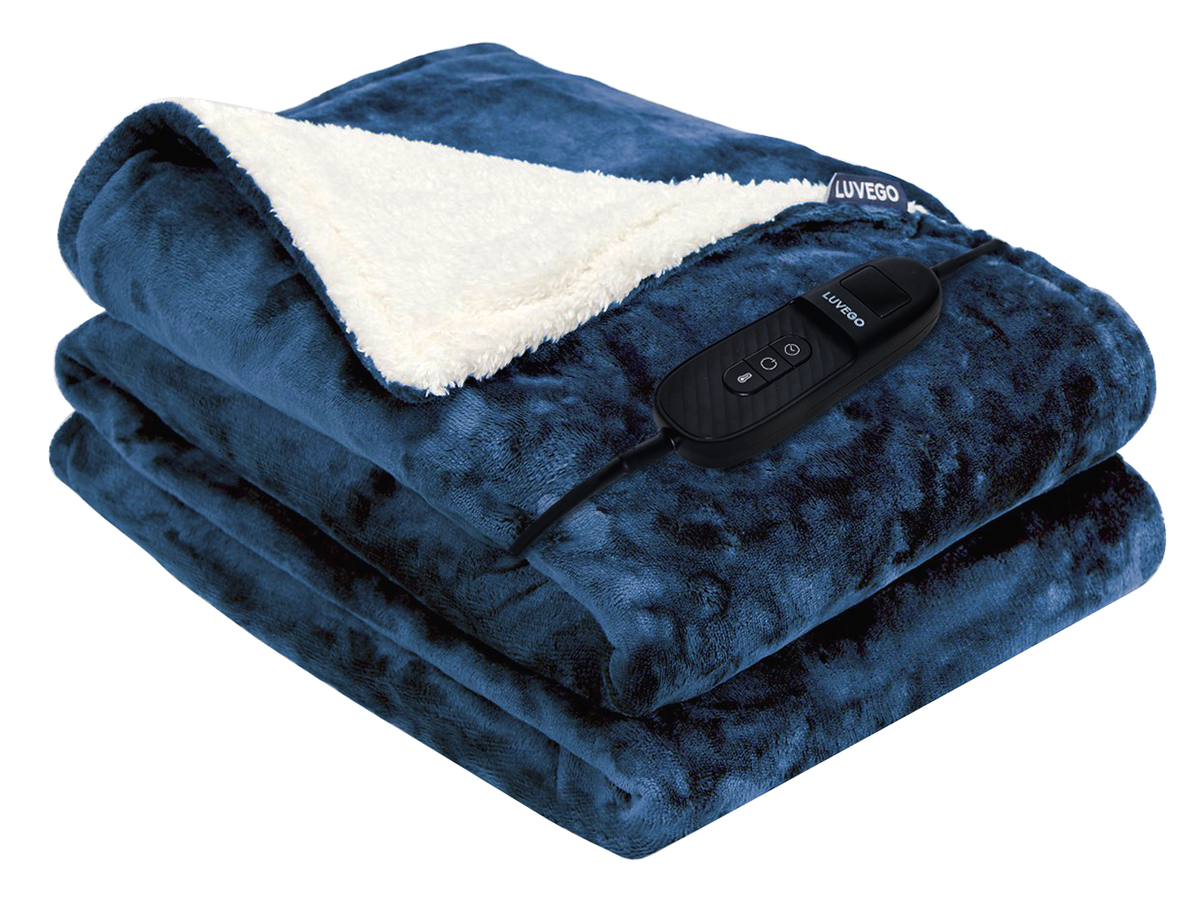 Luvego fleece/sherpa elektrische deken 160x120cm - Dark Blue
