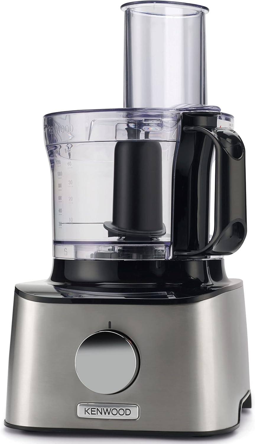 Kenwood Multipro Compact FDM301SS Kompakt-Küchenmaschine, 2,1 Liter, inkl. Edelstahl Messer, 3 Arbeitsscheiben und 4 weiteren Zubehör-Teile, Metallgehäuse, 800 Watt, Silber